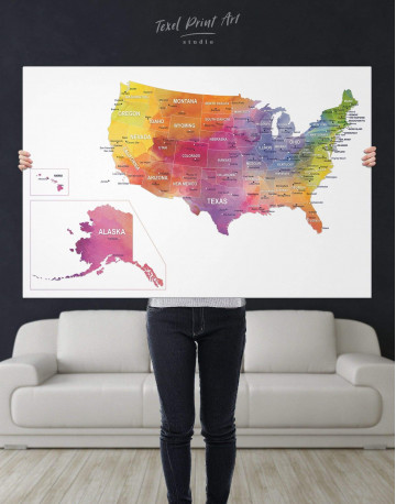 Watercolor US Travel Map Canvas Wall Art - image 2