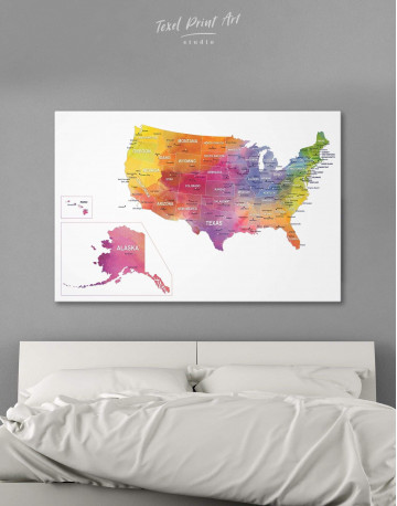 Watercolor US Travel Map Canvas Wall Art - image 1