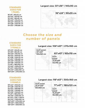 3 Panels World Map with Cities Canvas Wall Art - image 2