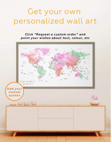 Framed World Map with Cities Canvas Wall Art - image 5