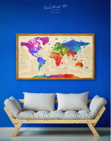 Framed Rainbow Travel Map Canvas Wall Art - image 1