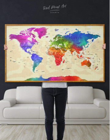 Framed Rainbow Travel Map Canvas Wall Art - image 2