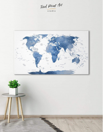 Blue and White Map Canvas Wall Art