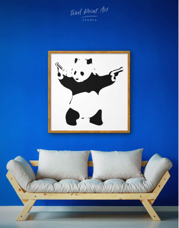 Framed Panda with Guns by Banksy Canvas Wall Art - image 2