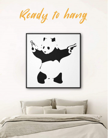 Framed Panda with Guns by Banksy Canvas Wall Art