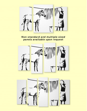 4 Panels Washing Zebra Stripes by Banksy Canvas Wall Art - image 3