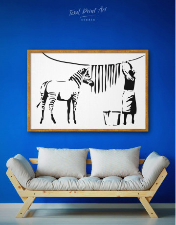 Framed Washing Zebra Stripes by Banksy Canvas Wall Art - image 1