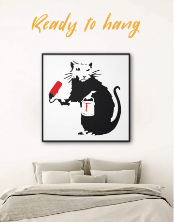 Framed Paint Roller Rat by Banksy Canvas Wall Art
