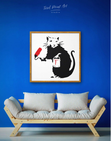 Framed Paint Roller Rat by Banksy Canvas Wall Art - image 1