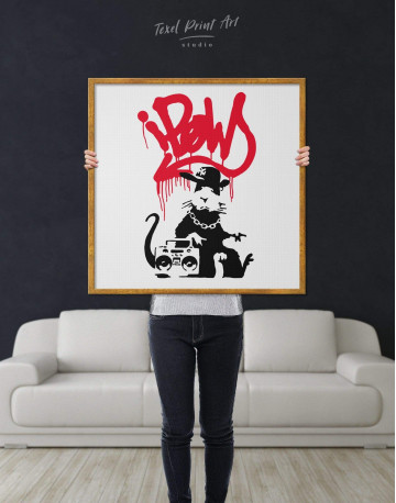 Framed Gangsta Rat by Banksy Canvas Wall Art - image 2
