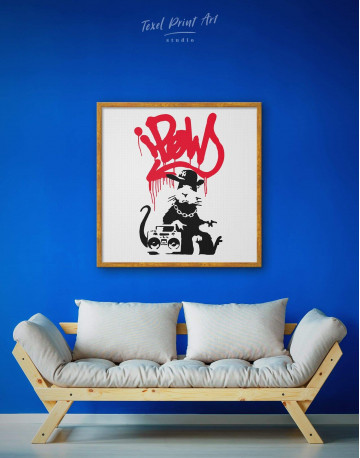 Framed Gangsta Rat by Banksy Canvas Wall Art - image 1