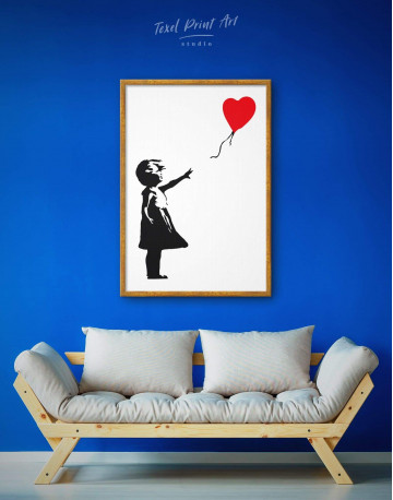 Framed Girl with Balloon by Banksy Canvas Wall Art - image 1
