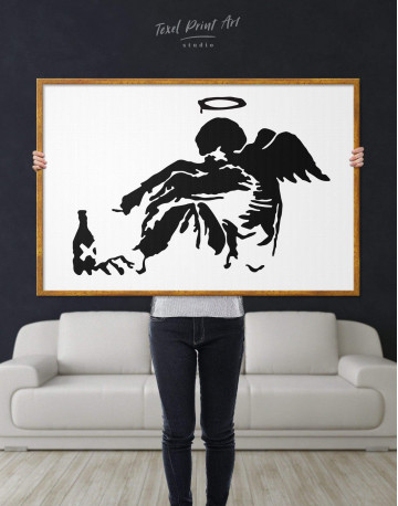 Framed Banksy's Fallen Angel Canvas Wall Art - image 2