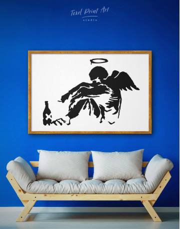 Framed Banksy's Fallen Angel Canvas Wall Art - image 1