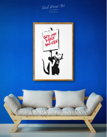 Framed Get Out While You Can by Banksy Canvas Wall Art - image 1