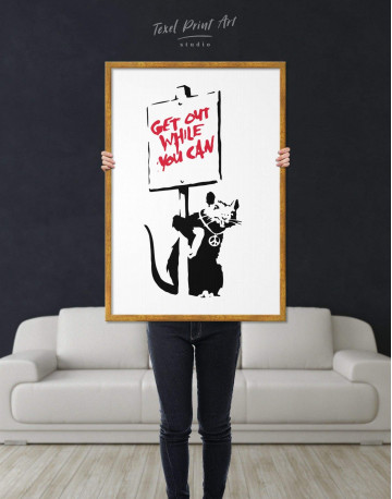 Framed Get Out While You Can by Banksy Canvas Wall Art - image 2