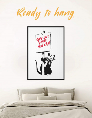 Framed Get Out While You Can by Banksy Canvas Wall Art