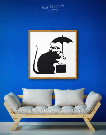 Framed Umbrella Suitcase Rat by Banksy Canvas Wall Art - image 3