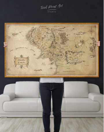 Framed Middle Earth Map Canvas Wall Art - image 4