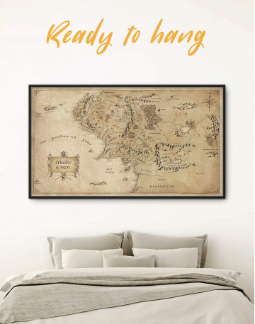 Framed Middle Earth Map Canvas Wall Art