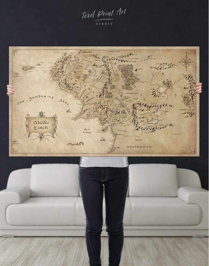 MIDDLE EARTH MAP 24X36 POSTER WALL DECOR ART EDUCATION TEACHING INFORMATION COOL