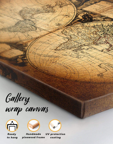 3 Panels Vintage Old World Map Canvas Wall Art - image 1