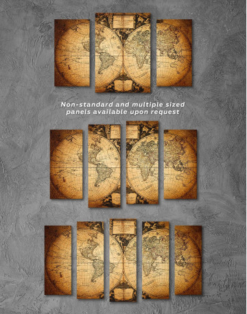 5 Panels Vintage Old World Map Canvas Wall Art - image 3