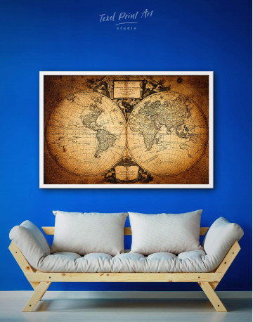 Framed Vintage Old World Map Canvas Wall Art - image 1