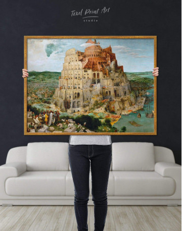 Framed The Tower of Babel by Bruegel Canvas Wall Art - image 2