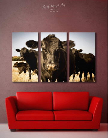 3 Panels Cows Animal Canvas Wall Art