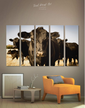 5 Panels Cows Animal Canvas Wall Art
