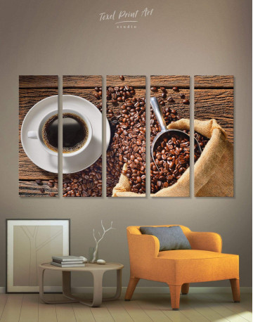 5 Pieces Aroma Coffee Canvas Wall Art