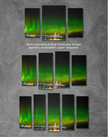 4 Panels Green Northern Lights Canvas Wall Art - image 3