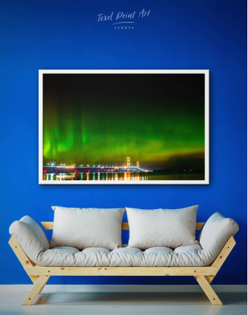 Framed Green Northern Lights Canvas Wall Art - image 1