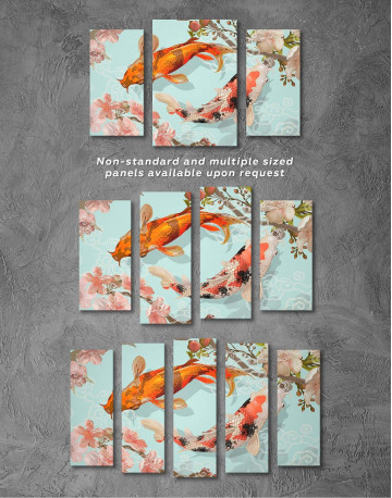 3 Pieces Two Koi Fish Swimming Together Canvas Wall Art - image 2