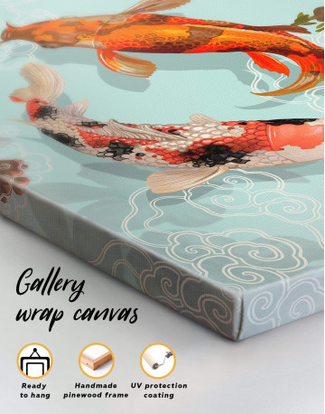4 Panels Two Koi Fish Swimming Together Canvas Wall Art - image 4