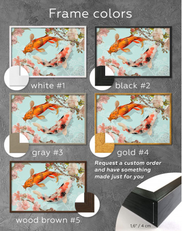 Framed Two Koi Fish Swimming Together Canvas Wall Art - image 3