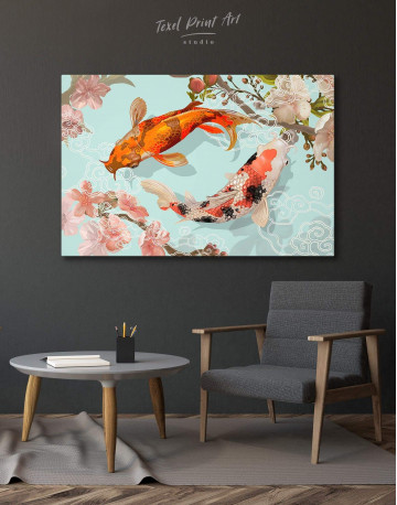 Two Koi Fish Swimming Together Canvas Wall Art