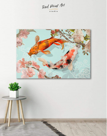 Two Koi Fish Swimming Together Canvas Wall Art - image 6