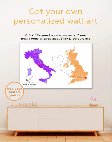 4 Pieces Long Distance Relationships Map Canvas Wall Art - image 4