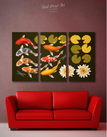 3 Panels Koi Fish Canvas Wall Art