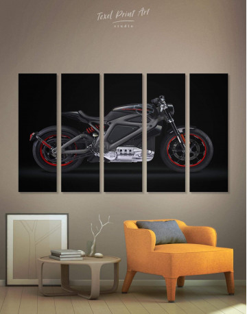 5 Panels Black Widow's Motorcycle Canvas Wall Art