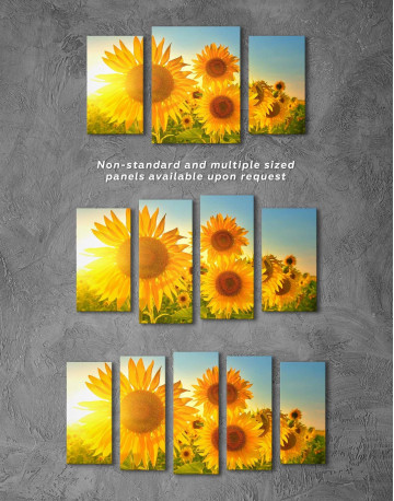4 Panels Sunflowers Field Canvas Wall Art - image 3