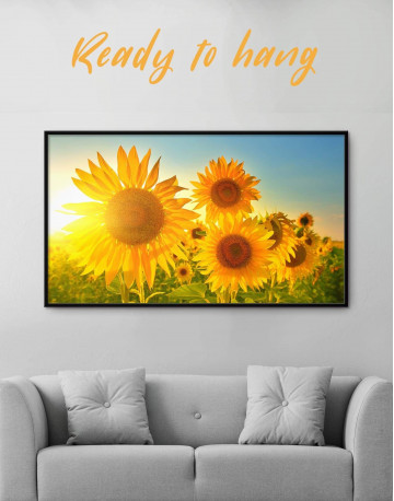 Framed Sunflowers Field Canvas Wall Art