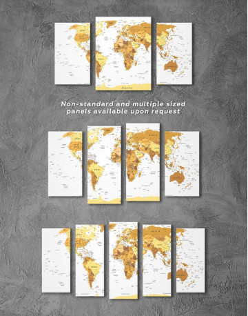 3 Panels Golden World Map Canvas Wall Art - image 5