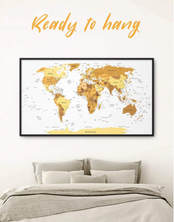 Framed Golden World Map Canvas Wall Art - image 6