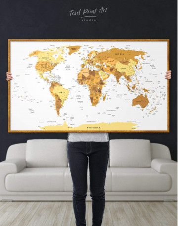 Framed Golden World Map Canvas Wall Art - image 5