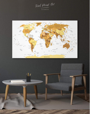 Golden World Map Canvas Wall Art - image 3