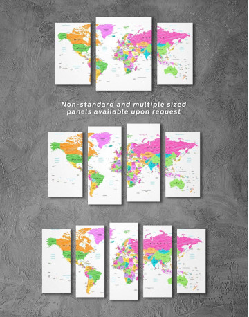 3 Panels Colorful World Map Canvas Wall Art - image 5