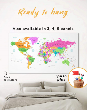 Colorful World Map Canvas Wall Art